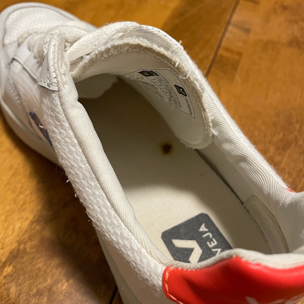 Veja Women’s V-12 White, Blue, and Orange Sneakers - Picture 6 of 9